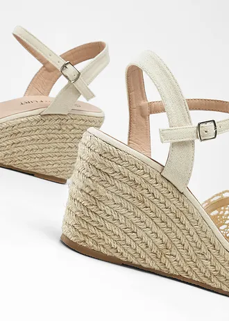 Sleehak pumps in gehaakte look • beige • bonprix online shop