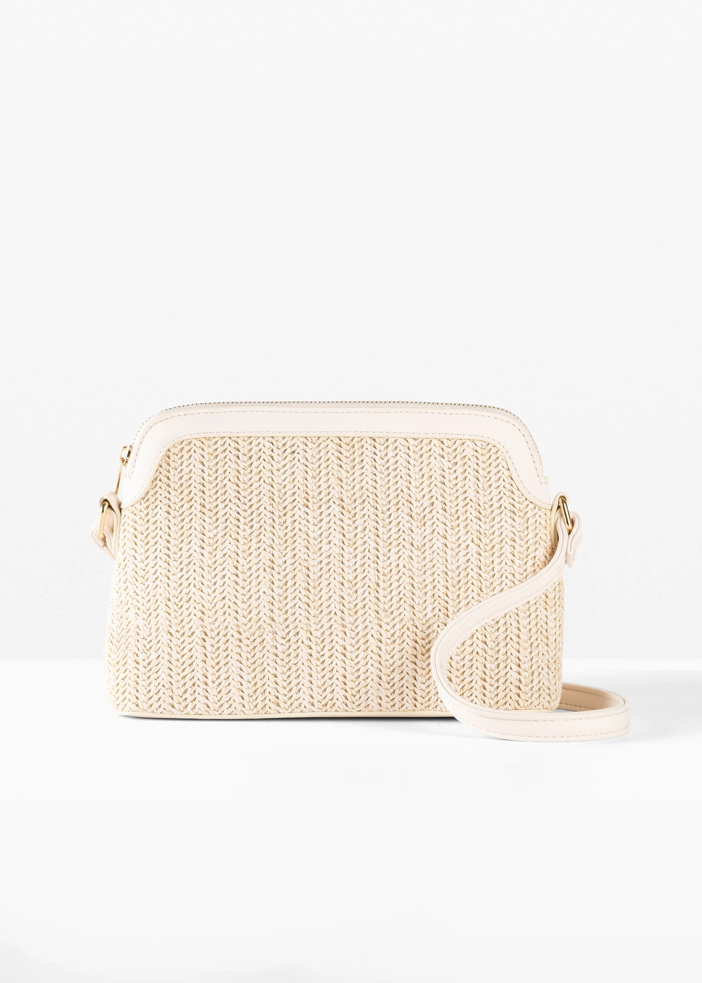 Válltáska szalma hatásban • natúrszín-fehér • bonprix áruház