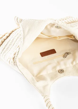 Geantă shopper cu aspect texturat, din bumbac • crem • magazin bonprix