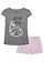 Pyjashort, Couleur: gris chiné-rose cristal
