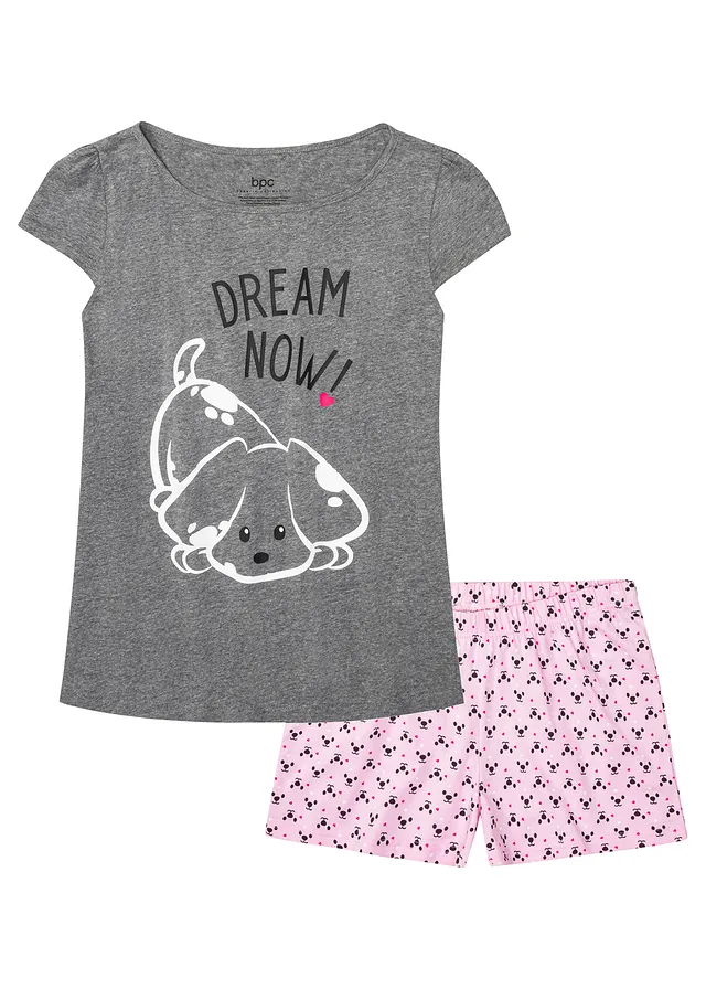 Pyjashort • gris chiné-rose cristal • Boutique bonprix