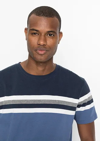 T-shirt van puur katoen • lichtindigo gestreept • bonprix online shop