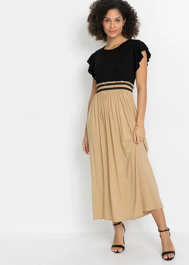Robe en jersey viscose • noir/latte macchiato • product-page.page-title-suffix