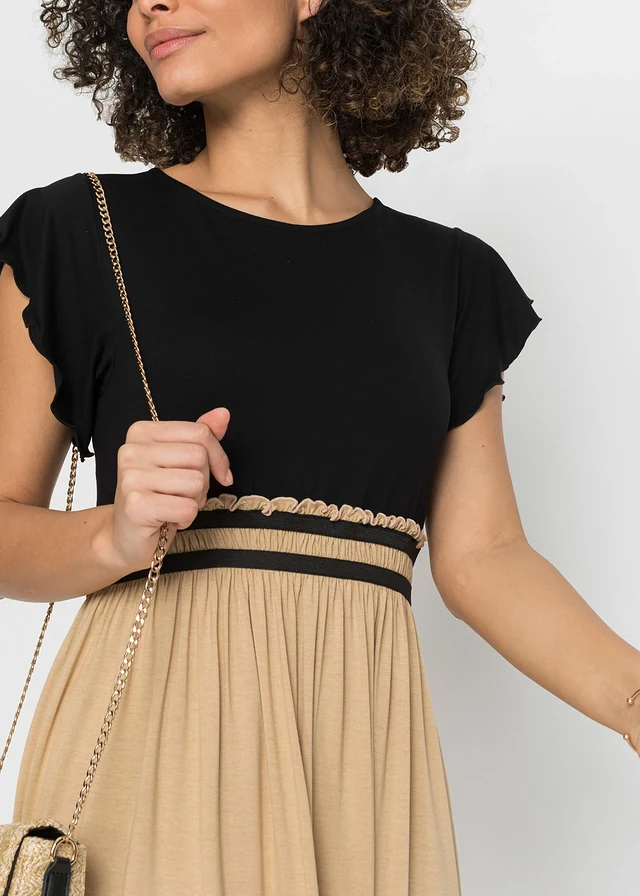 Robe en jersey viscose • noir/latte macchiato • product-page.page-title-suffix