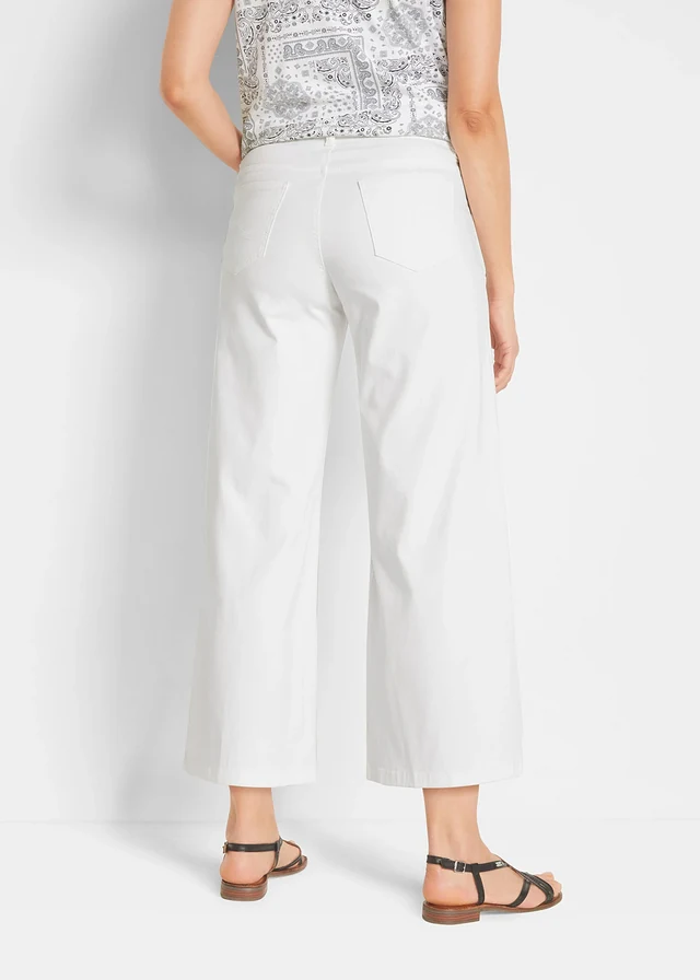 Lot de 2 pantalons larges taille mi-haute, Couleur: bleu glacier denim + blanc