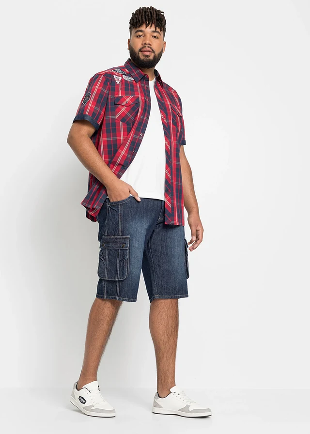 Cargo džínové bermudy, Regular Fit, barva: nočně modrý denim