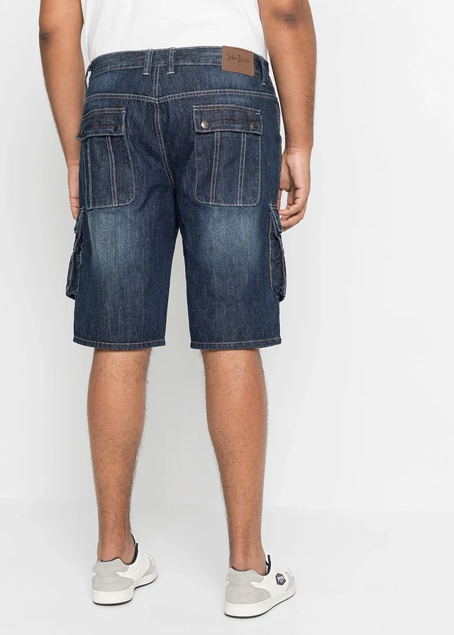 Cargo džínové bermudy, Regular Fit, barva: nočně modrý denim