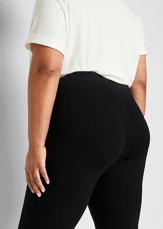 7/8 high-waist legging met biologisch katoen • zwart plus size • bonprix online shop
