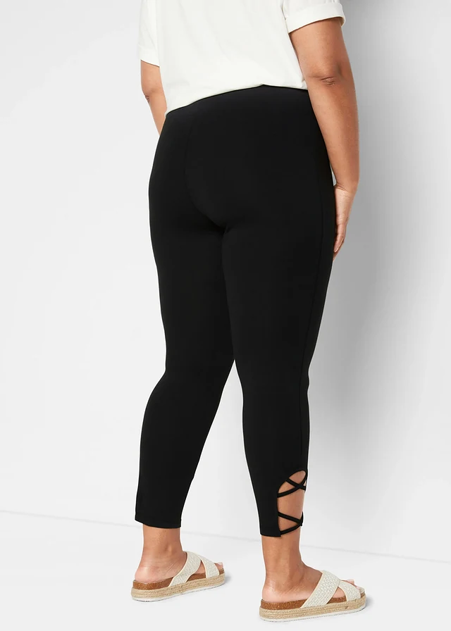 7/8 high-waist legging met biologisch katoen, Kleur: zwart