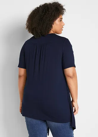 Gedessineerd 2-in-1 shirt met ronde hals, Kleur: donkerblauw paisley