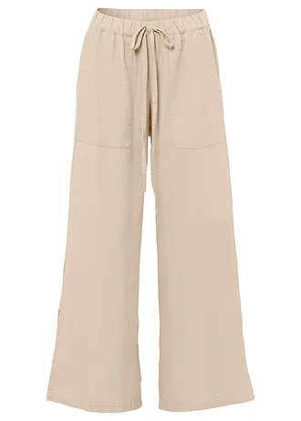 Marlene Dietrich broek van linnen, Kleur: sandbeige