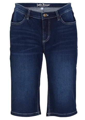 Bermudy jeansowe ze stretchem, średni stan • niebieski denim "used" • sklep bonprix