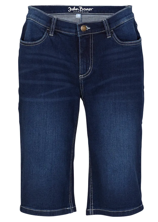 Bermudy jeansowe ze stretchem, średni stan • niebieski denim "used" • sklep bonprix
