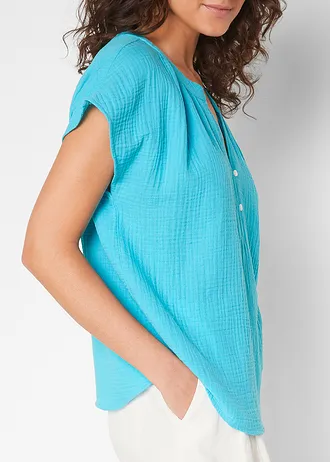 Mousseline blousetop van katoen • diepaqua • bonprix online shop