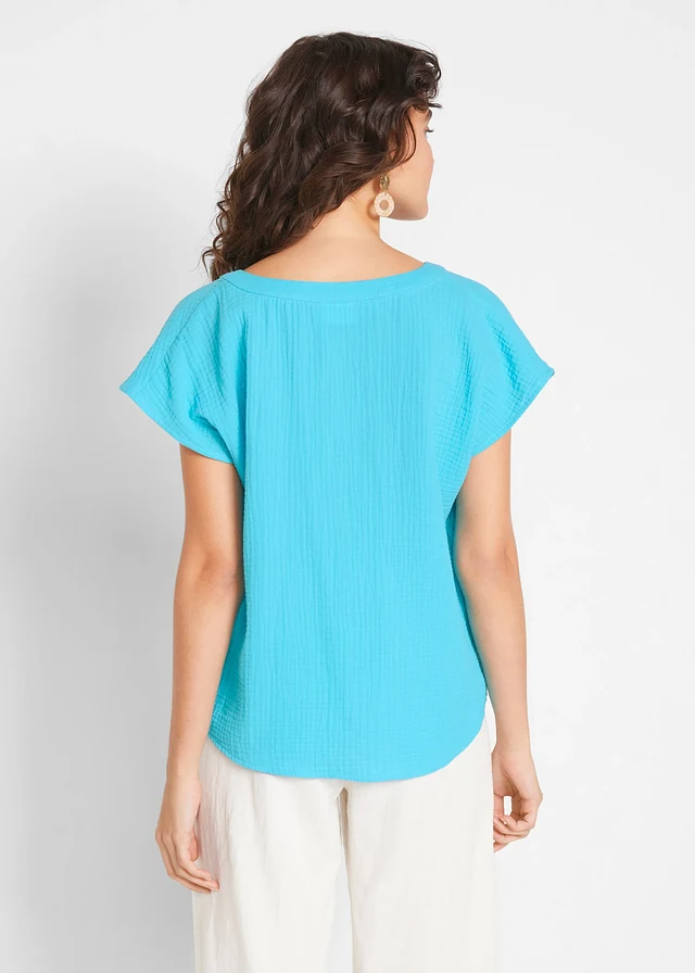 Blouse en gaze de coton • turquoise profond • product-page.page-title-suffix