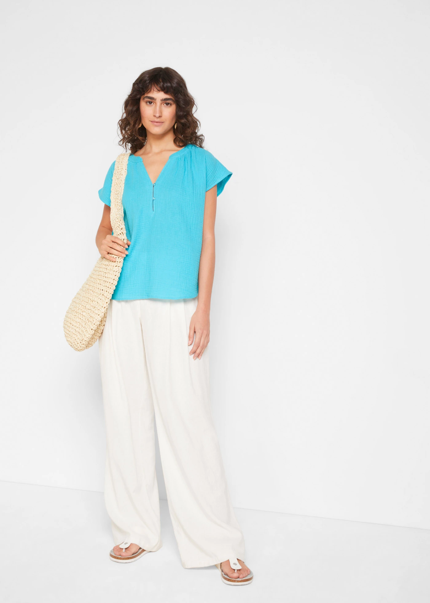 Blouse en gaze de coton • turquoise profond • product-page.page-title-suffix