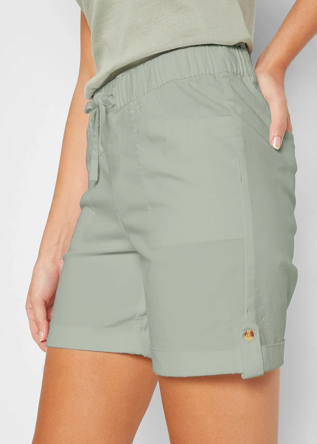 Bermuda coton avec taille élastiquée • vert sauge • product-page.page-title-suffix