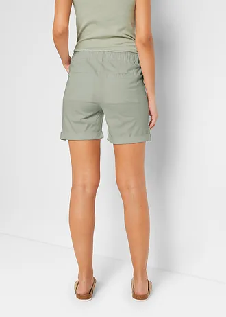 Katoenen bermuda met elastische band, Kleur: zeegras