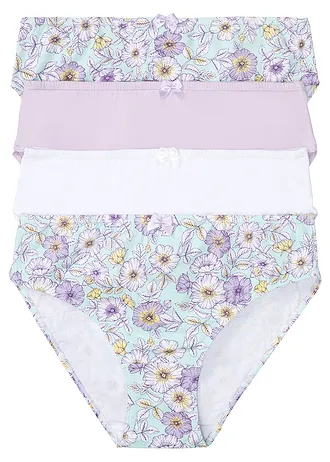 Maxislip (set van 4) • pastelmint gebloemd+lila+wit • bonprix online shop