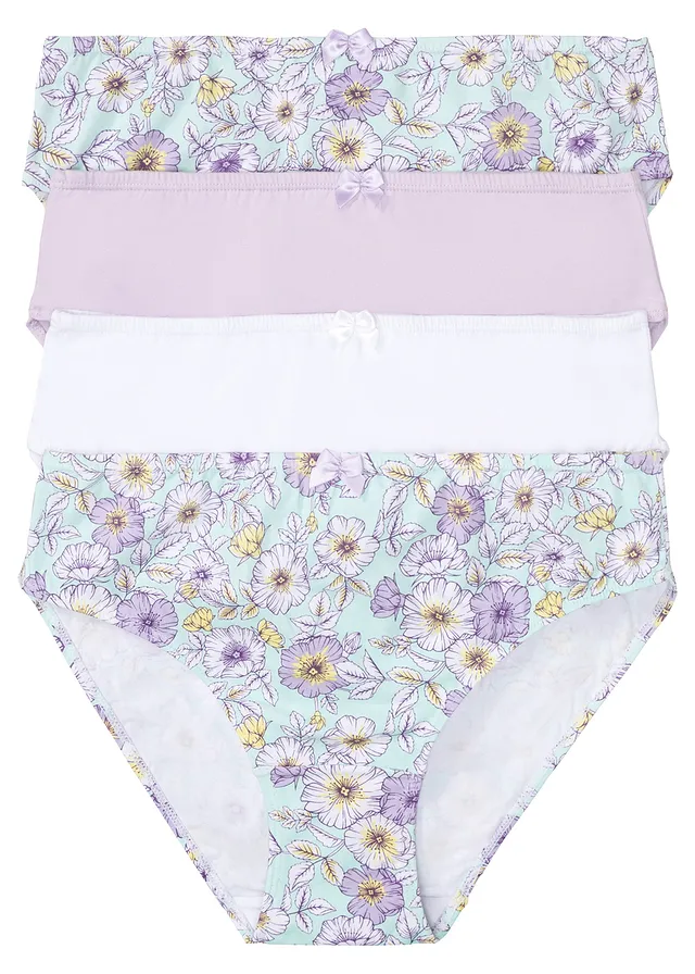 Maxislip (set van 4) • pastelmint gebloemd+lila+wit • bonprix online shop