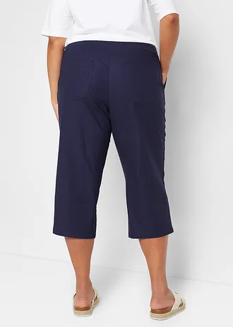 Linnen 3/4 broek, Kleur: diepblauw