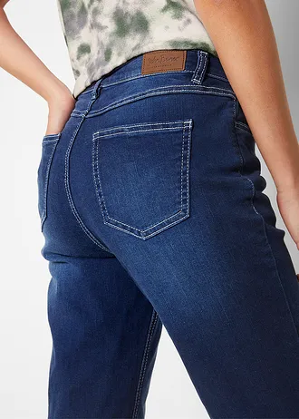 Bermuda en jean extensible, taille mi-haute • bleu denim used • Boutique bonprix