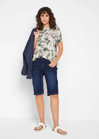 Bermudy jeansowe ze stretchem, średni stan • niebieski denim "used" • sklep bonprix
