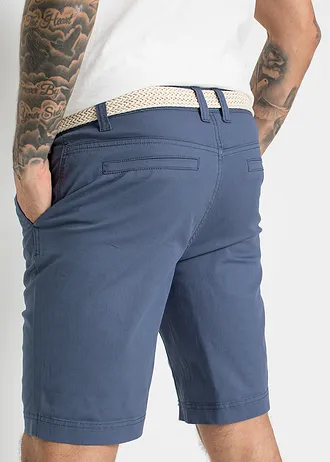 Stretch chino bermuda met riem, regular fit • indigo • bonprix online shop