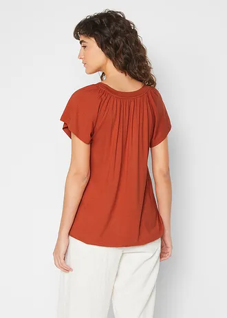 Shirt in een viscosemix, Kleur: kwartsrood