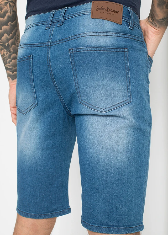Bermudy jeansowe ze stretchem i wzmocnionym krokiem, regular fit • średni niebieski denim • sklep bonprix