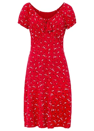 Sukienka z dżerseju z nadrukiem • czerwony w kwiaty • bonprix obchod