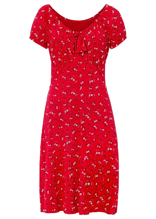 Sukienka z dżerseju z nadrukiem • czerwony w kwiaty • bonprix obchod