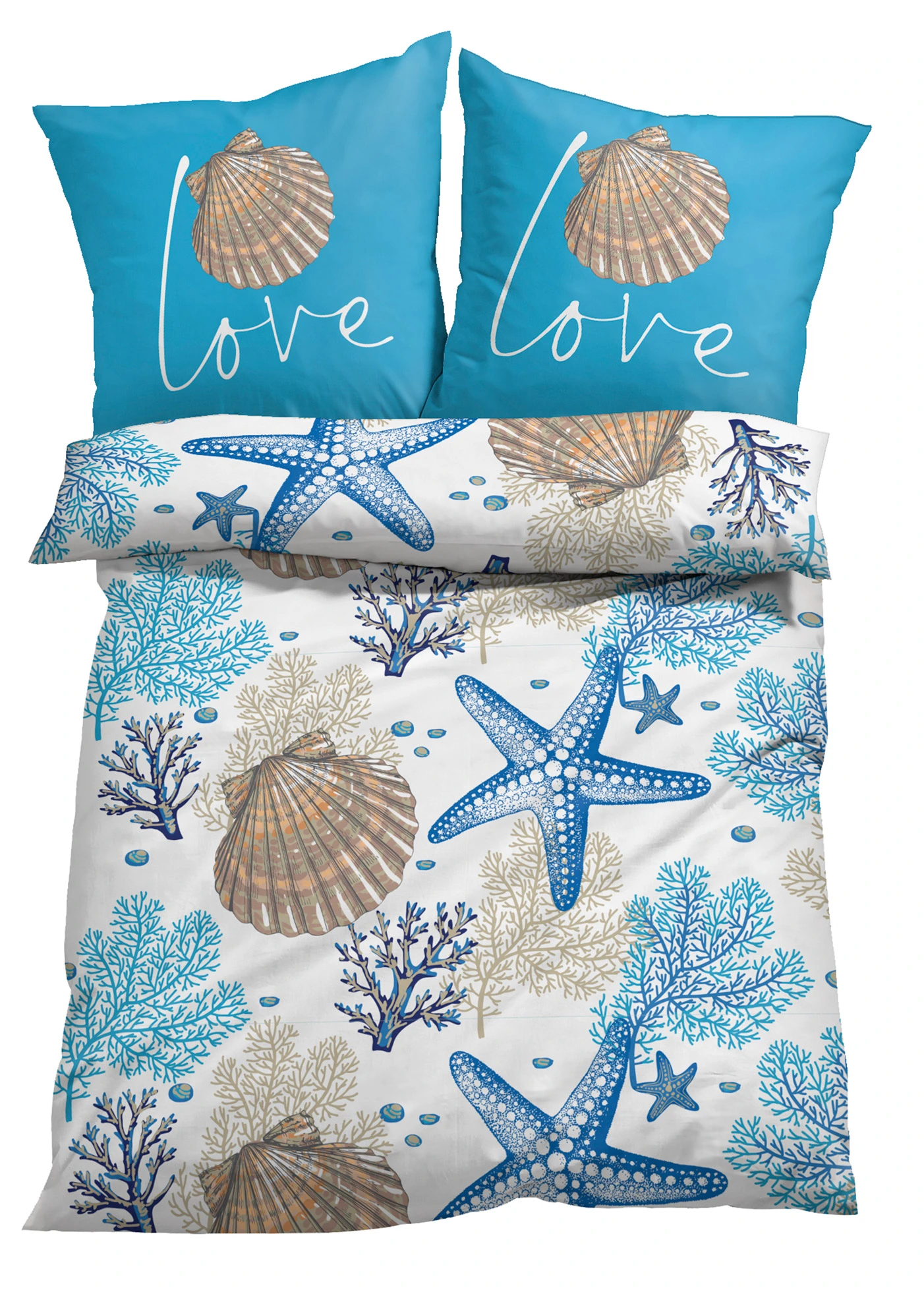 Linon dekbedovertrek • blauw/wit • bonprix online shop