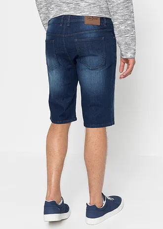 Sztreccs farmer bermuda lépésben megerősített kidolgozással, Regular Fit, szín: kék denim