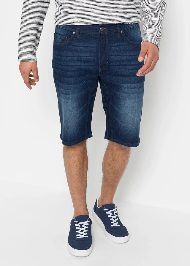 Bermudy jeansowe ze stretchem i wzmocnionym krokiem, regular fit • niebieski denim • sklep bonprix