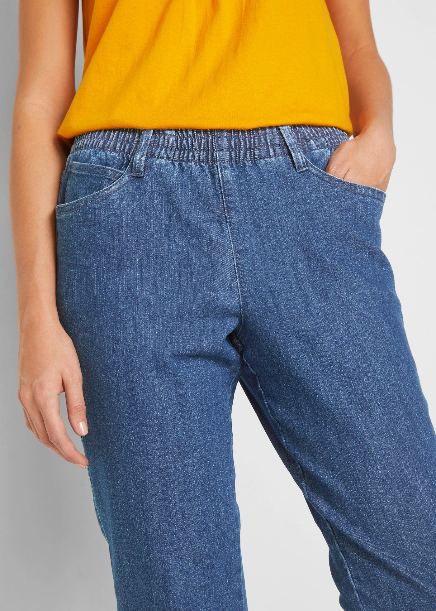 Straight farmer, Mid Waist, kényelmes derékpánttal (2 db-os csomag) • kék denim+fekete • bonprix áruház