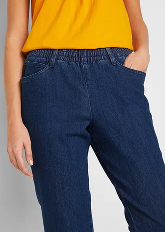 Mid waist jeans met comfortband, straight (set van 2) • blauw denim+zwart • bonprix online shop