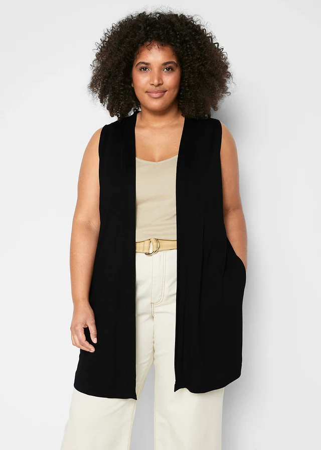 Gilet sans manches en viscose, Couleur: noir