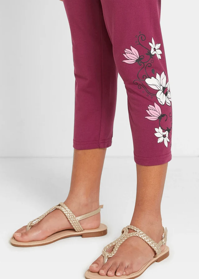Lot de 2 leggings 3/4 en coton extensible • rose cristal + prune • product-page.page-title-suffix