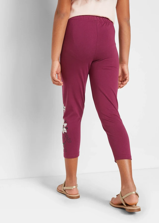 Lot de 2 leggings 3/4 en coton extensible • rose cristal + prune • product-page.page-title-suffix
