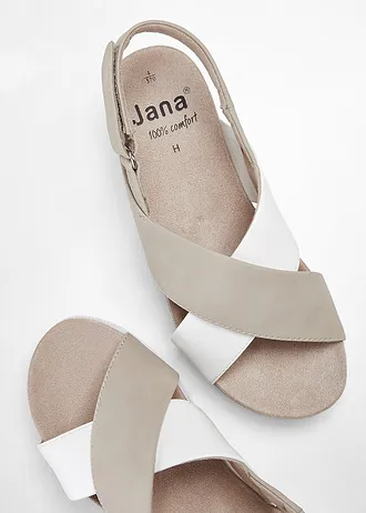 Sandales Jana largeur confortable, Couleur: taupe../blanc