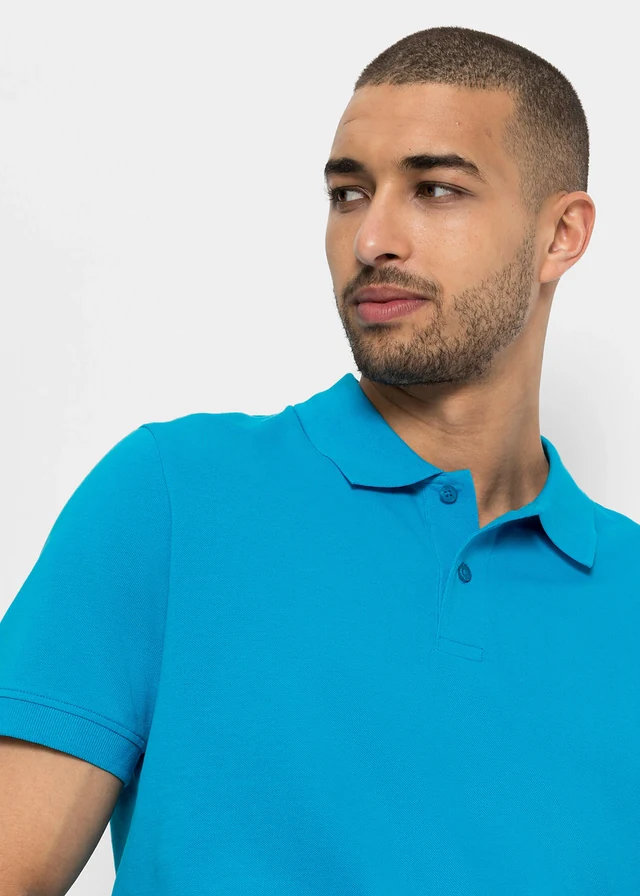 Piqué poloshirt van biologisch katoen • middenturkoois • product-page.page-title-suffix