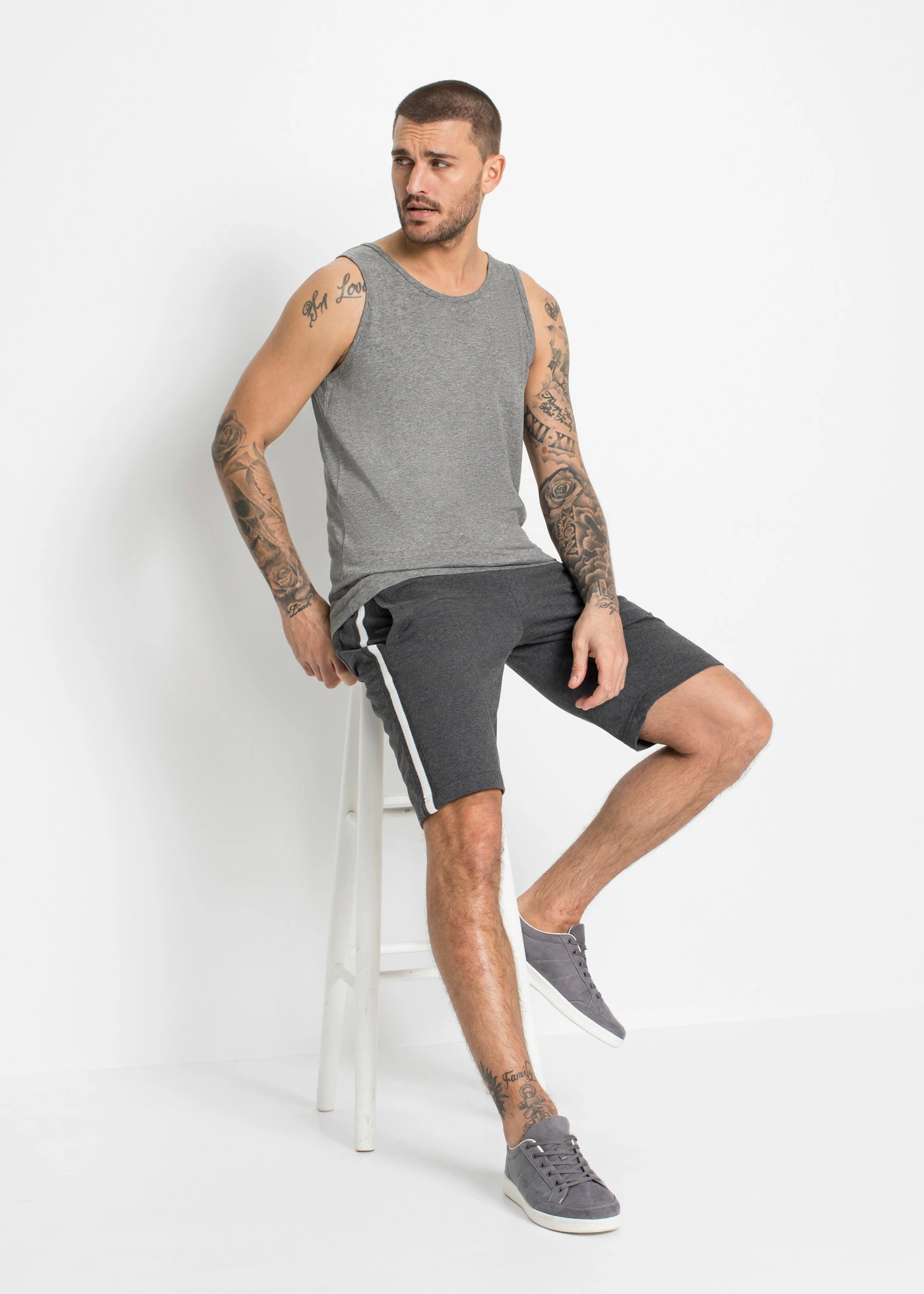 Tanktop (set van 3) • grijs gemêleerd+antraciet gemêleerd+zwart • bonprix online shop