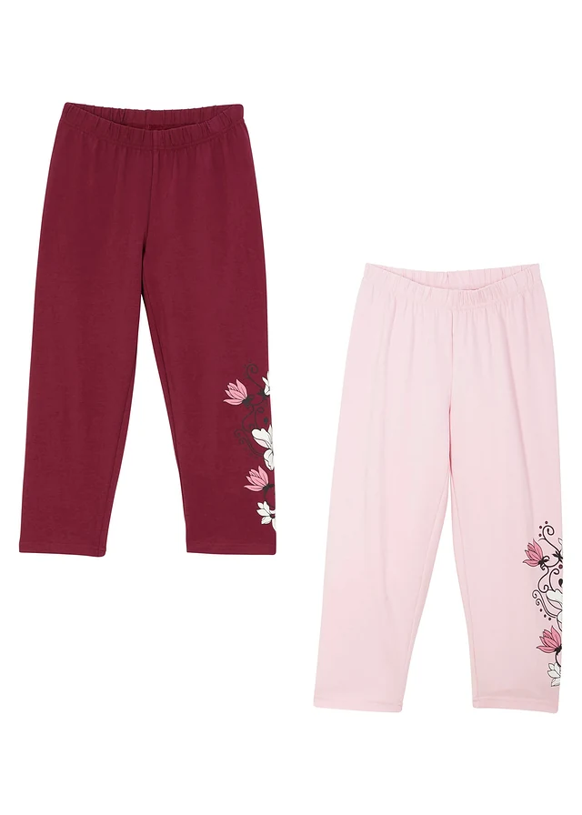 Lot de 2 leggings 3/4 en coton extensible • rose cristal + prune • product-page.page-title-suffix
