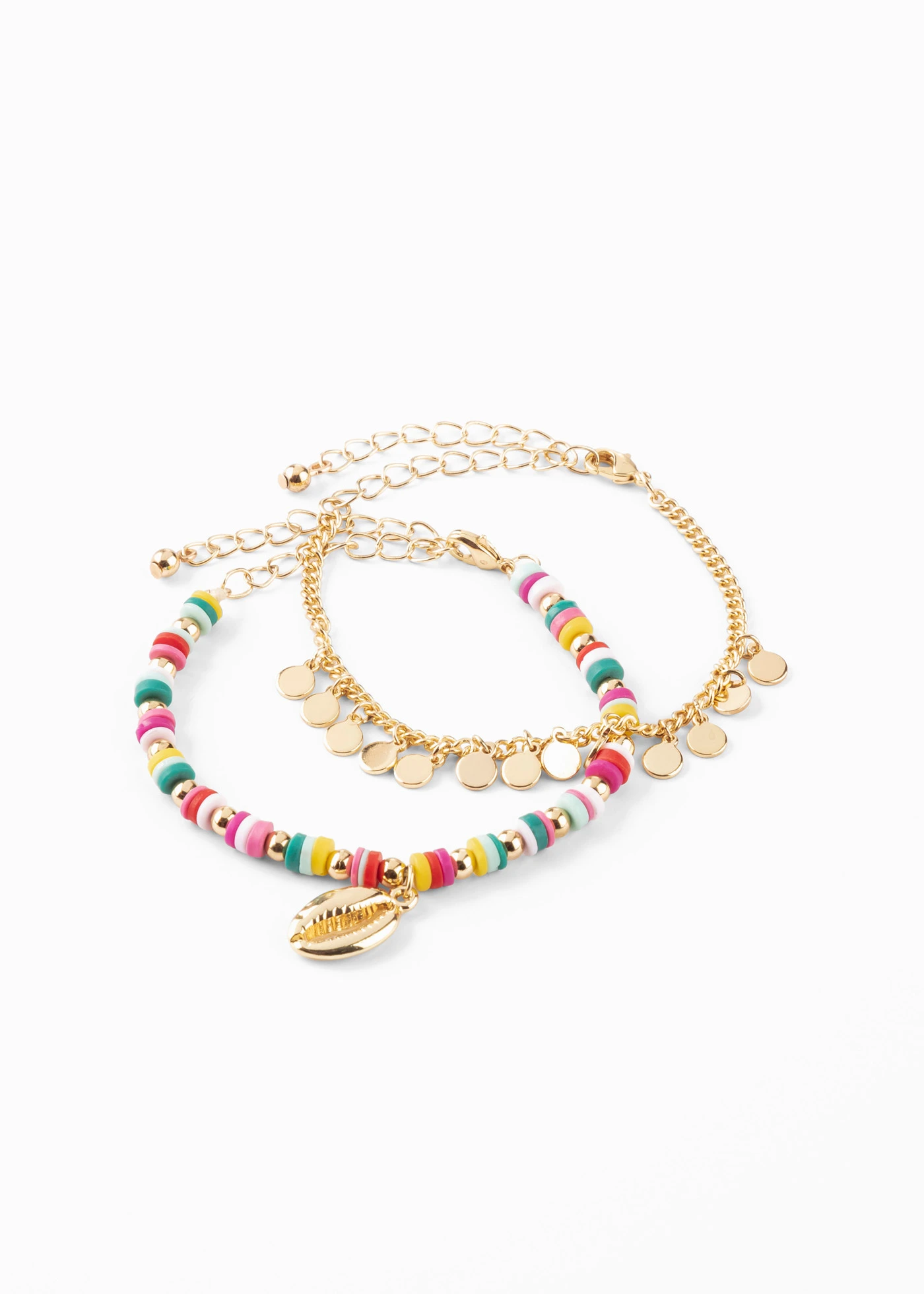 Řetízek na nohu (2 ks) • zlaté tóny-pestré barvy • bonprix obchod