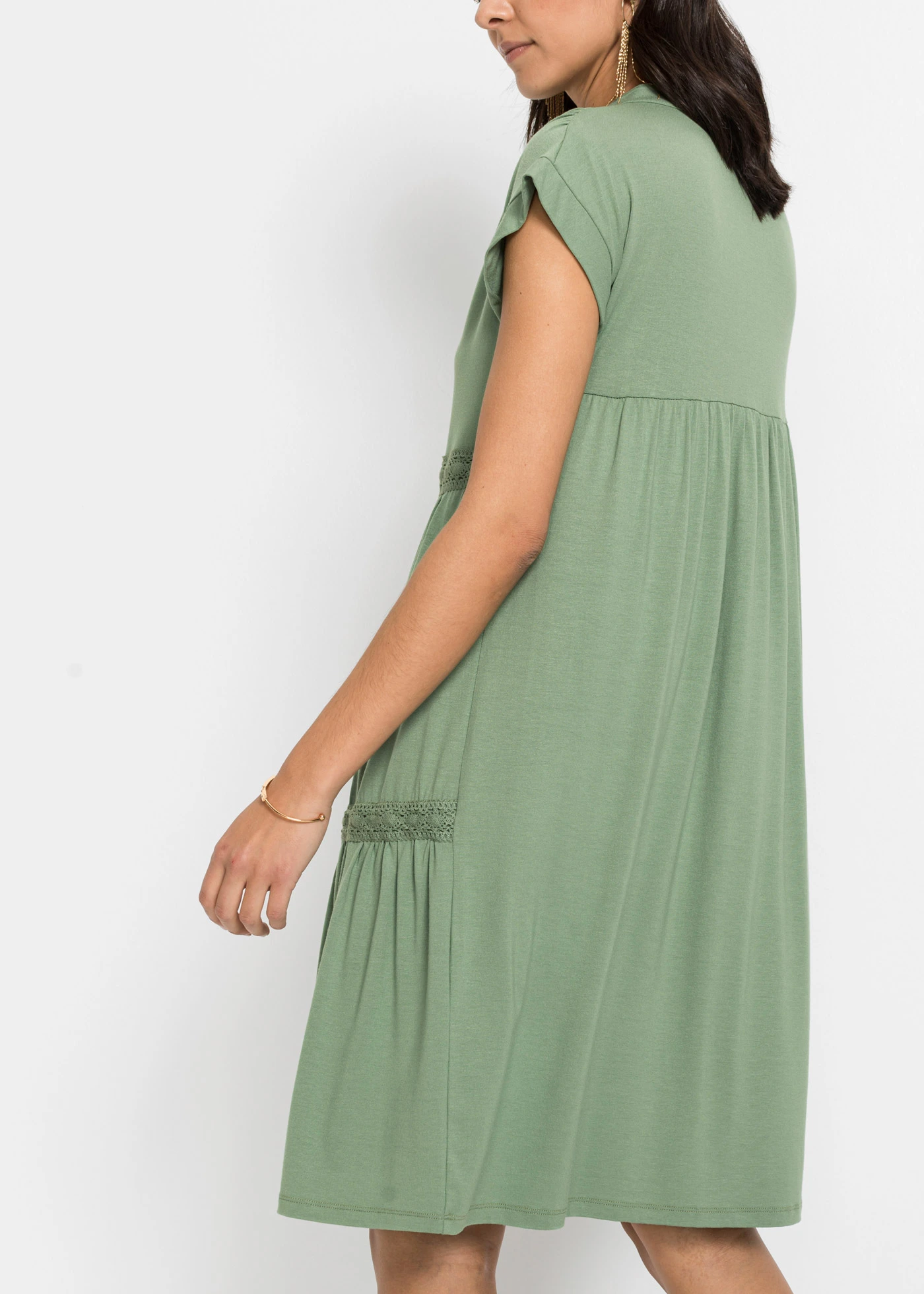 Rochie gen tunică din amestec moale de viscoză • verde-pin • magazin bonprix