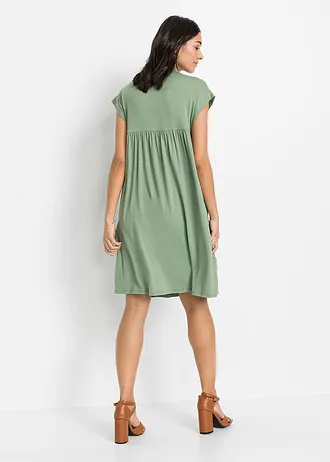 Rochie gen tunică din amestec moale de viscoză • verde-pin • magazin bonprix