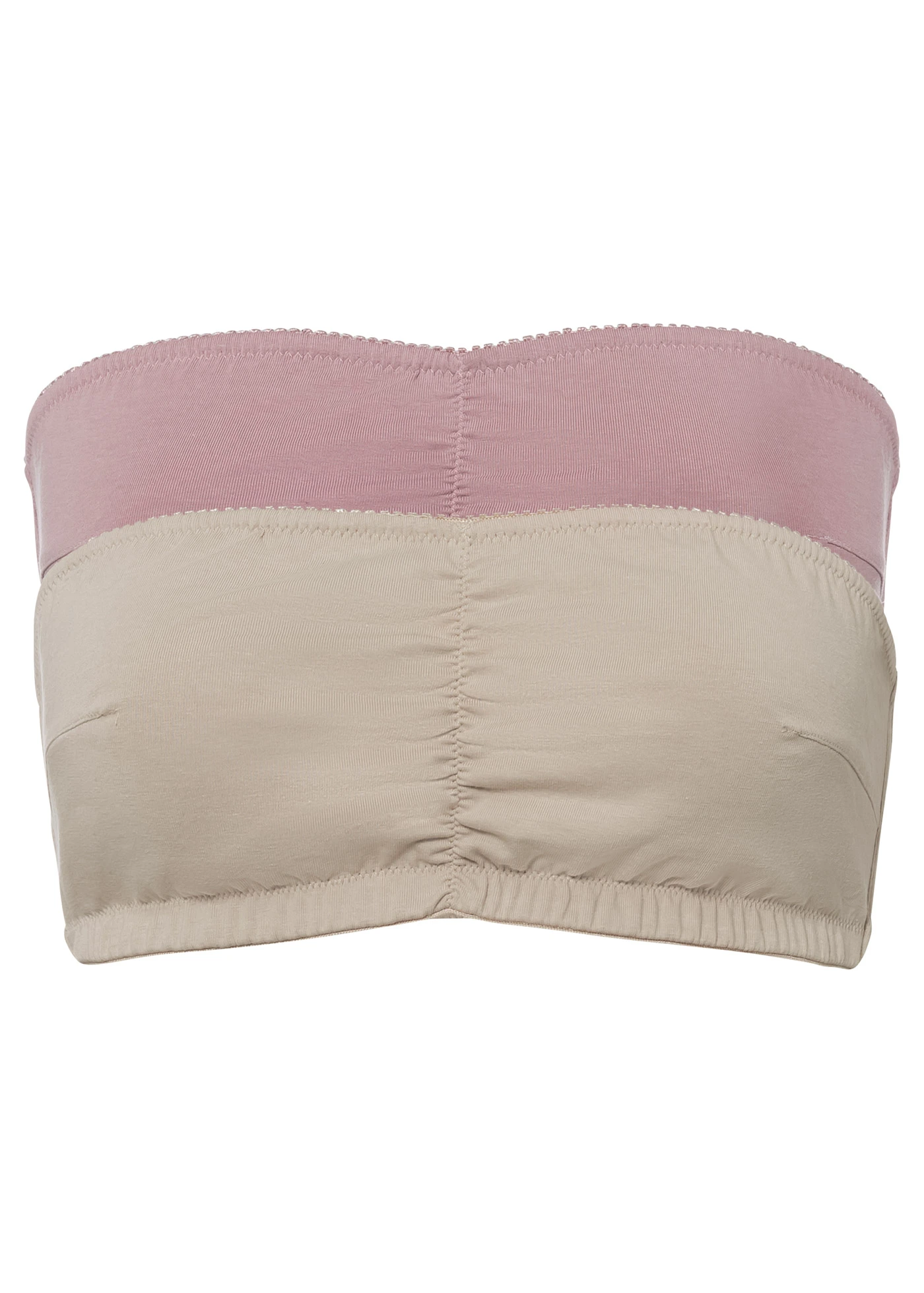 Lot de 2 soutiens-gorge bandeau coton • beige craie + bois de rose • Boutique bonprix