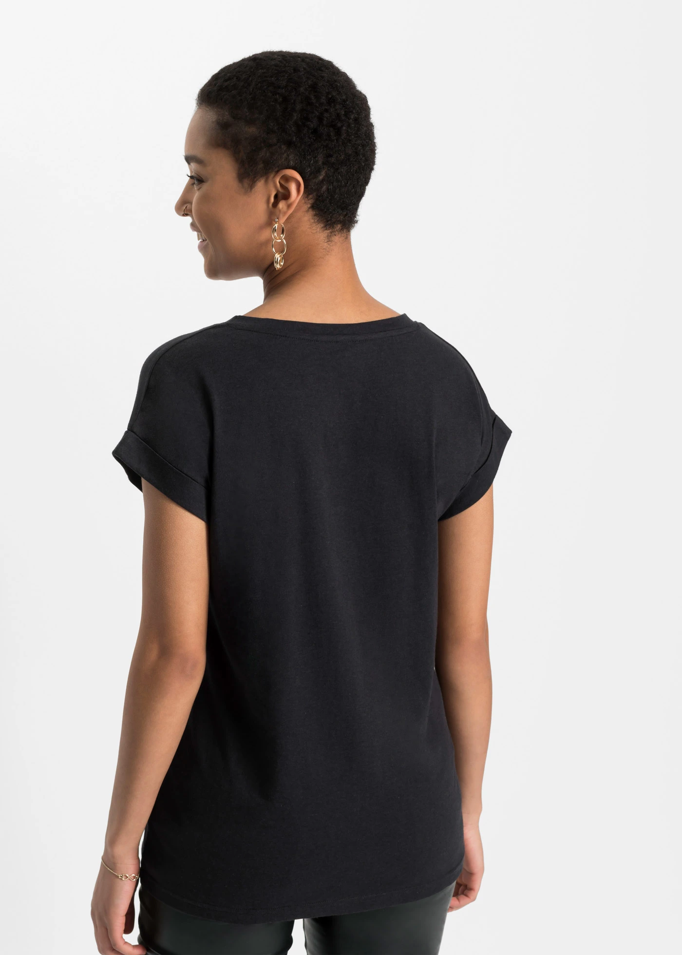 T-shirt doux en viscose mélangée • noir imprimé • Boutique bonprix