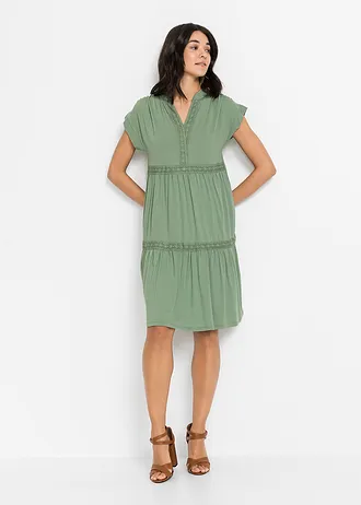 Rochie gen tunică din amestec moale de viscoză • verde-pin • magazin bonprix